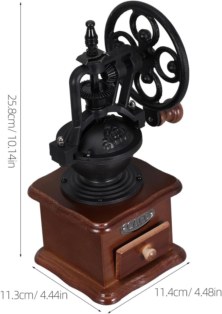 Uonlytech Manual Coffee Grinder Hand Crank Vintage Style Small Portable Coffee Bean Mill for Home and Travel Use with Adjustable Grinding Settings