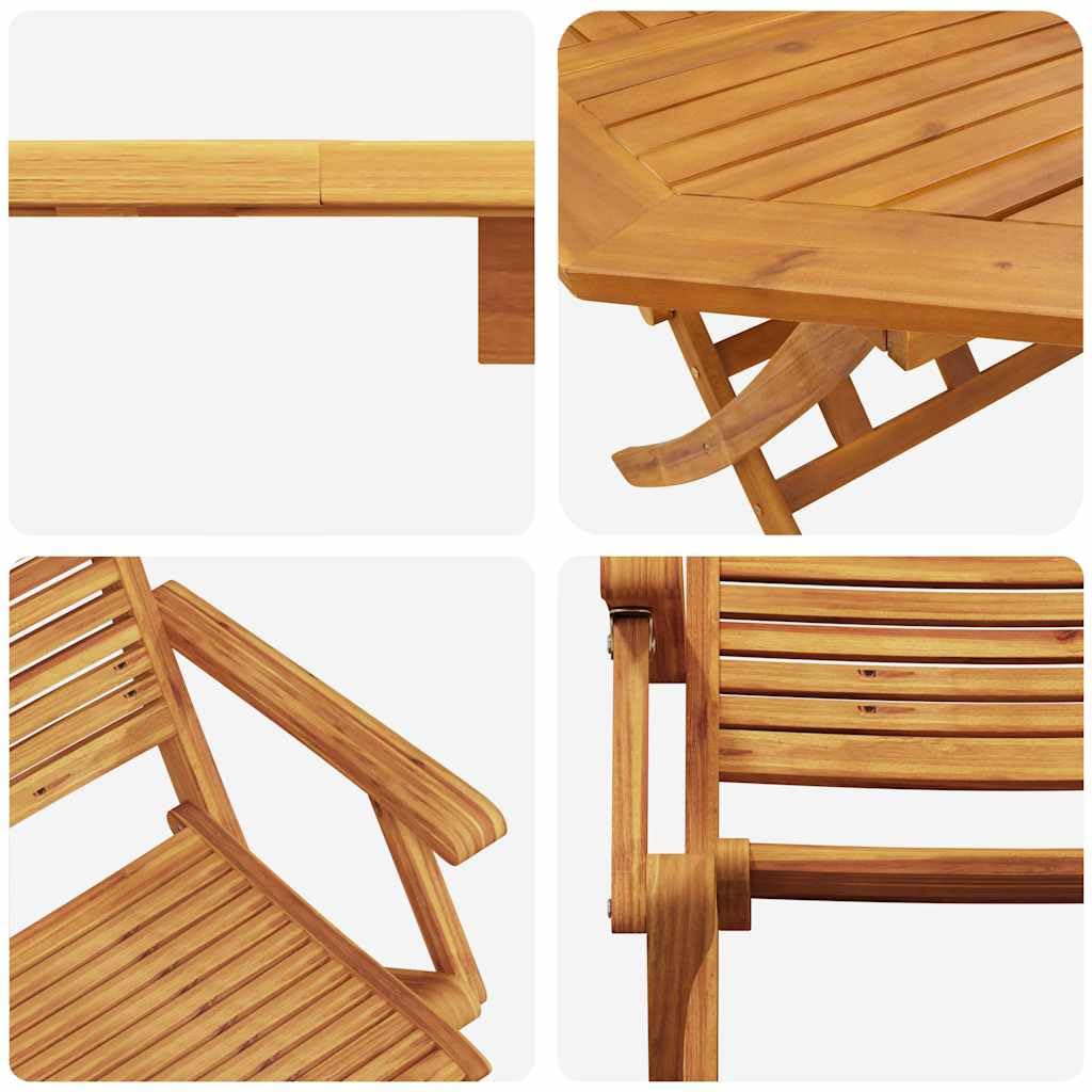 vidaXL Set da Pranzo per Giardino 5 pcs Marrone, Set da pranzo all'aperto, tavolo in acacia rustica, arredo giardino e terrazza, posti resistenti alle intemperie