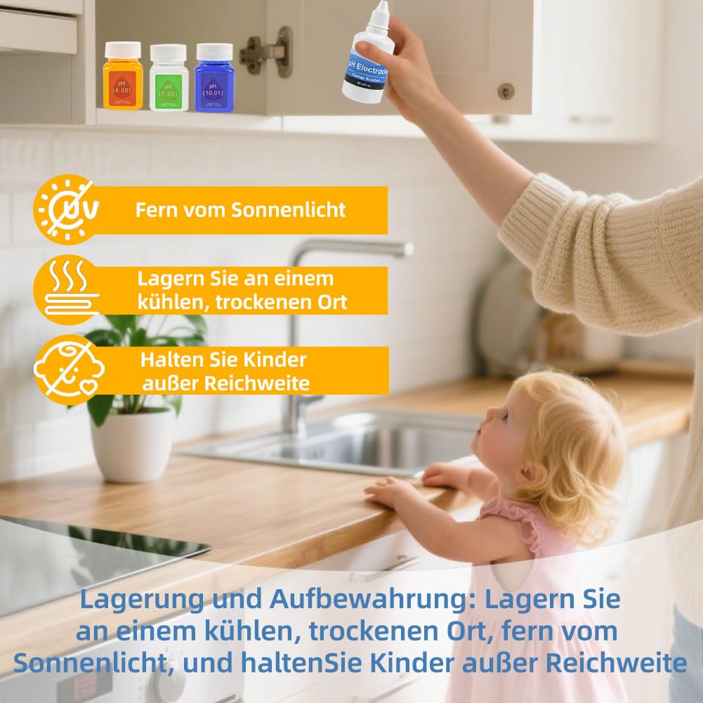 Kit de solution d'étalonnage PH (4.00, 7.00 et 10.01) avec solution tampon KCL, 3 flacons de solution d'étalonnage PH de 50 ml et 1 flacon de 50 ml de solution de sonde KCL PH pour appareil de