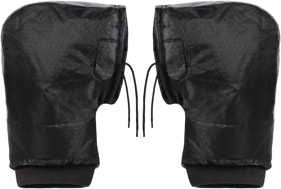 SIQITECHNO Universal Motorcycle Handlebar Muffs - Windproof Waterproof Thermal Gloves for Snowmobile, ATV Scooter E-Bike in Cold Weather with Reflective Strips Hand Warmers