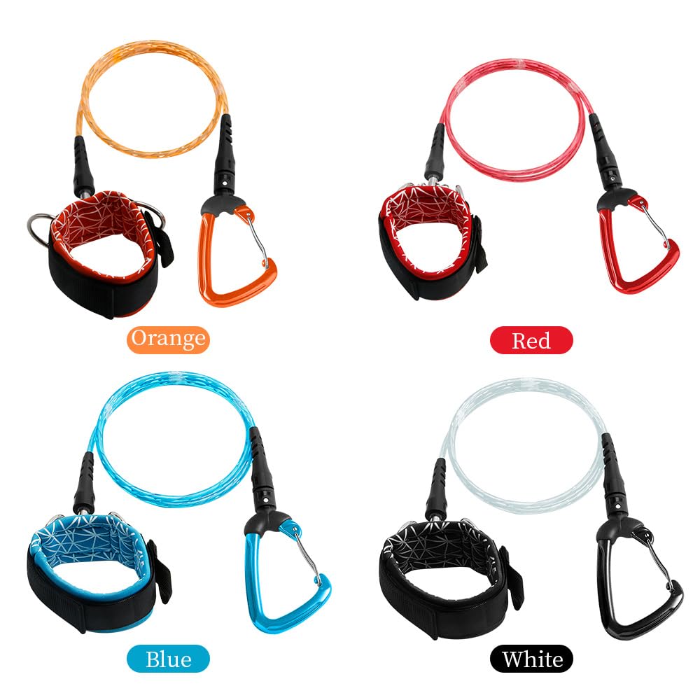 TFixol Leash per apnea Lanyard con polsino e moschettone rapido rilascio corda resistente immersioni subacquee snorkeling attività