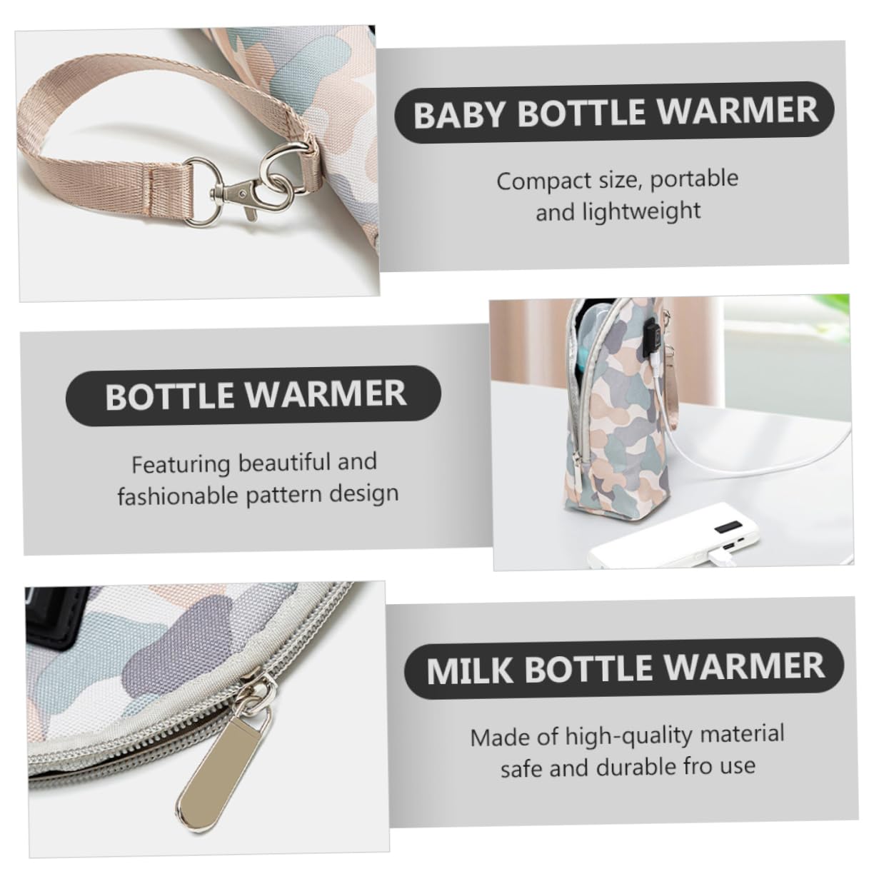 Abaodam 3 Piezas calentador botellas biberón nevera portátil viaje calefactor calentadores calentador biberones funda calienta biberones temperatura constante Termo bolso mano