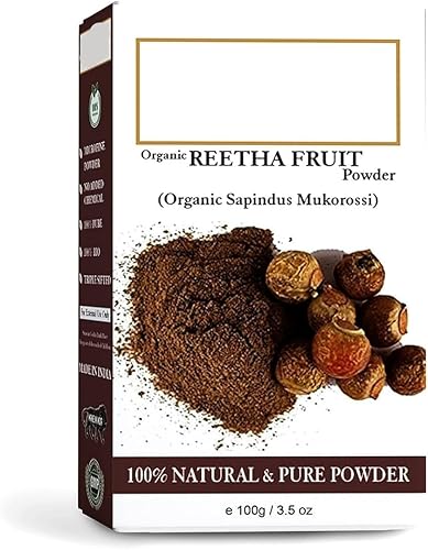 DX Reetha Powder - Polvo orgánico de soapnut en polvo, limpiador natural para el cabello y cuidado de la piel, 100% puro y natural, sin productos