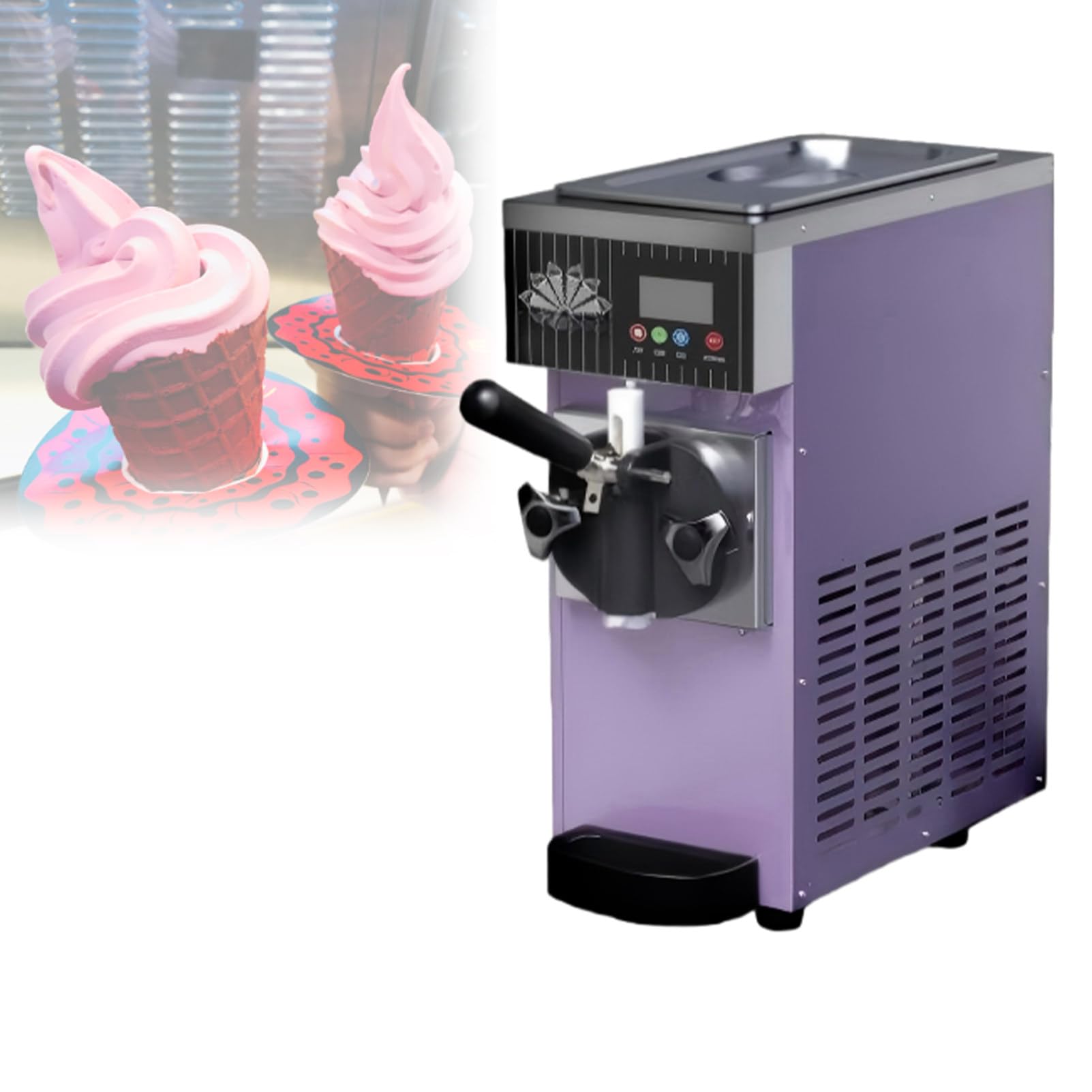 Machine à Glace à L'Italienne, Haut Rendement 4-5 Kg/H, 3,5 L, avec Pré-Refroidissement Et Nettoyage Automatique, IdéAle pour Restaurants Et CaféS Purple