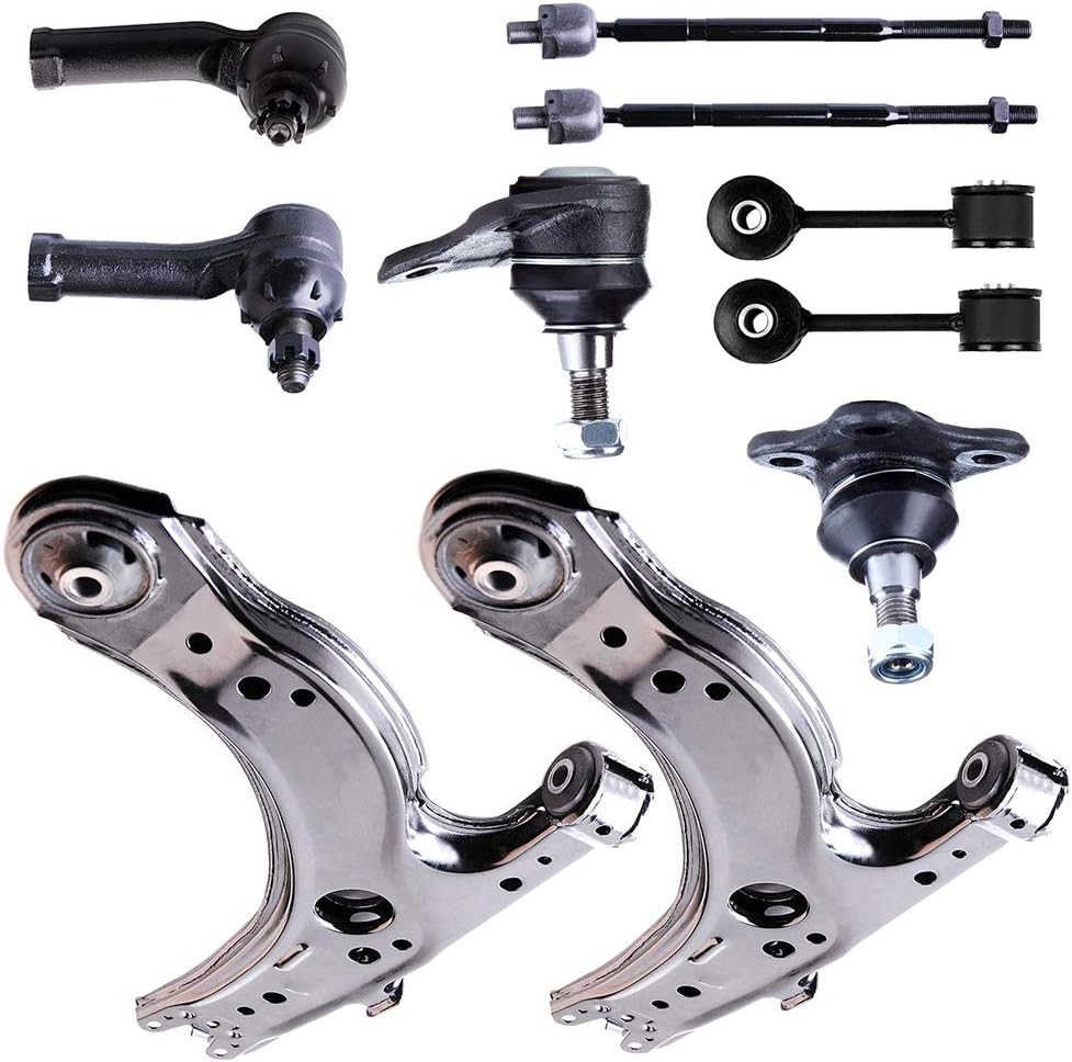 OCPTY - New 10-Piece fit for 2001-2010 for Volkswagen Type 1 for Golf for Jetta-2 Lower Ball Joint 2 Lower Control Arm 2 Stabilizer Bar Link 2 Outer 2 Inner Tie Rod End