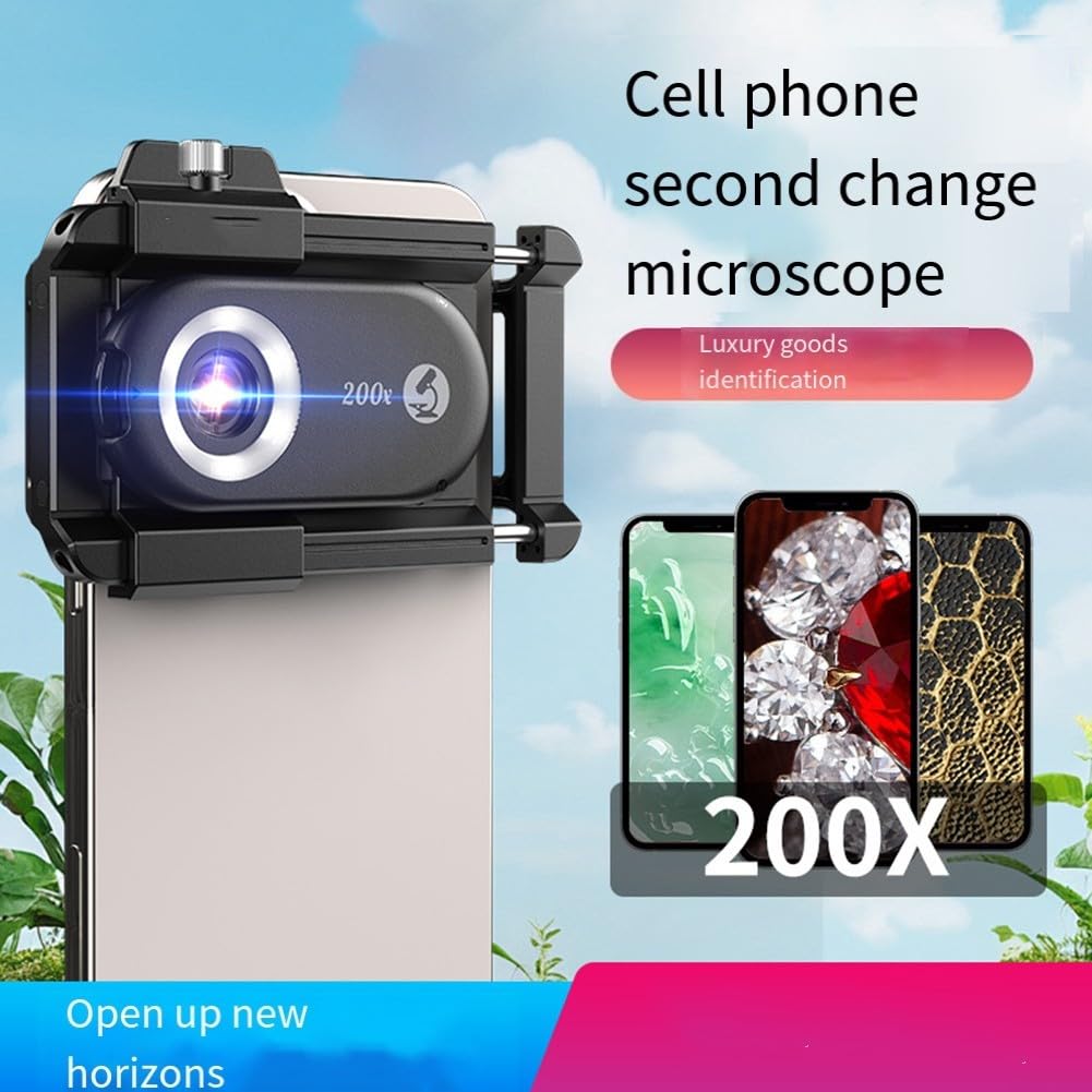 Apexel Mobiles Mikroskop, High-Definition, 200-fach mit LED-Licht für Schmuck-Relikte, zum Anklippen, UV-Dreifache Vergrößerung