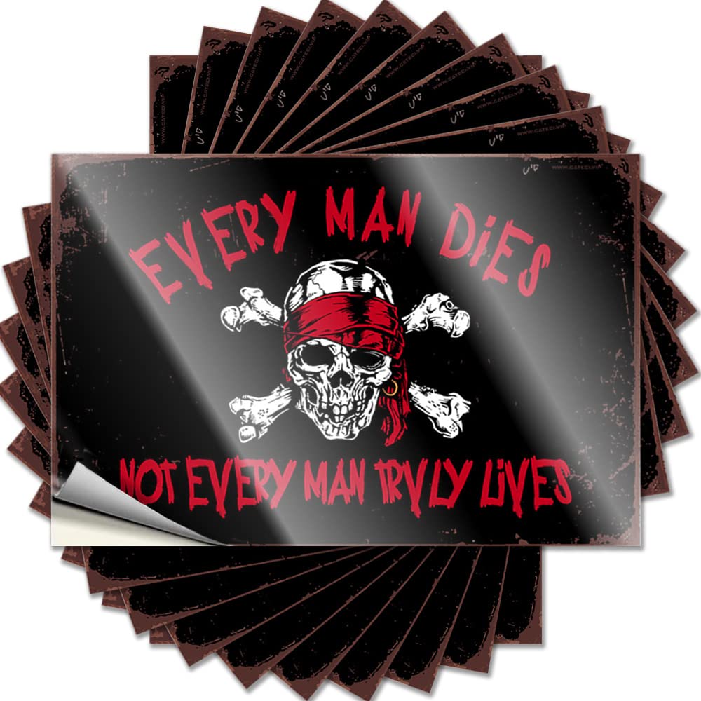 JNBT Label Book Lover Man Cave Decor Day Bulk Sticky Back - Pirate Every Dies Water Bottle Stickers For Teens