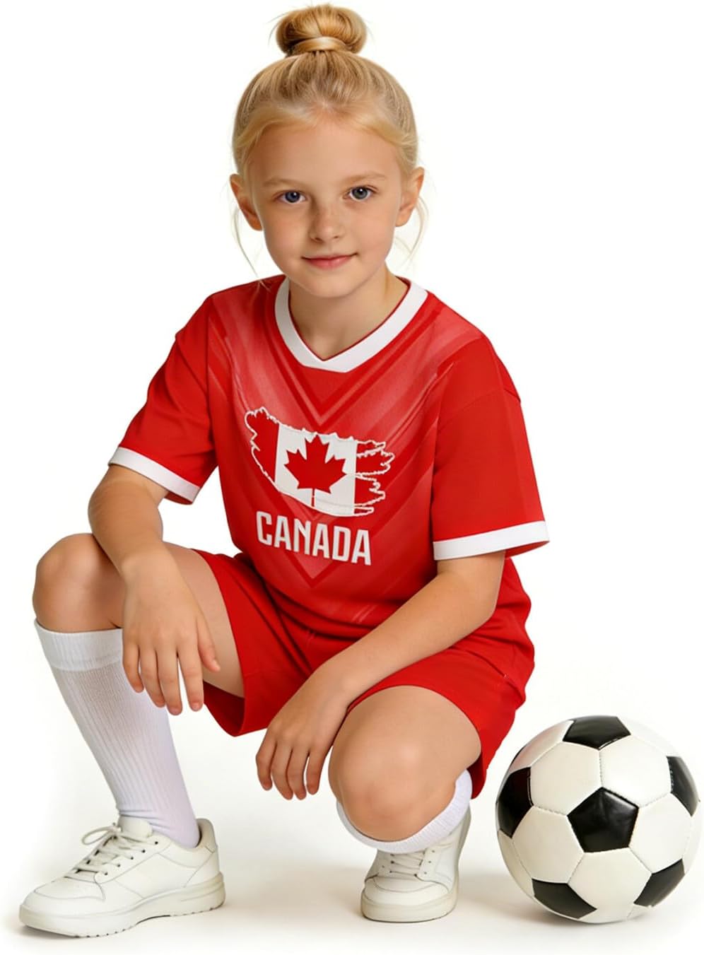 25/26 National Flag Soccer Jersey Kit for Kids Youth Boys Girls Sports Uniforms Outfits Fans Gift Shirt and Shorts Sets 3-14Y