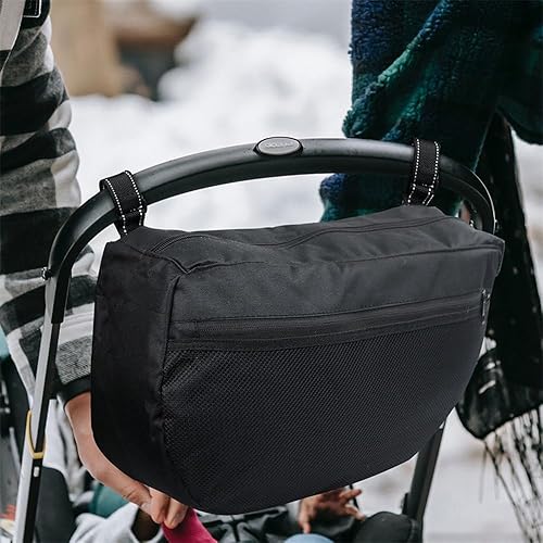Miniatura 4 de Organizador de cochecito aislado, bolsa de sillín lateral para cochecito, color negro - última versión más duradera