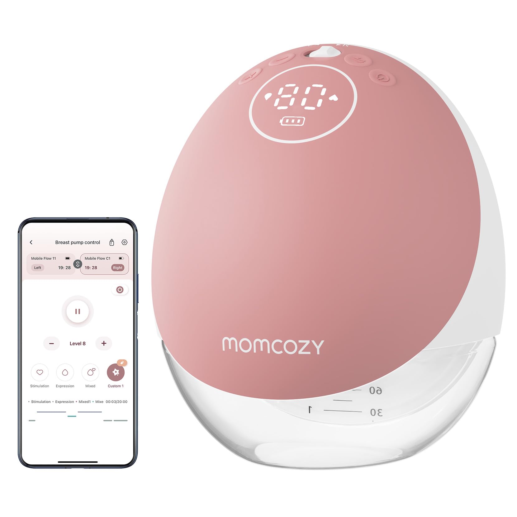 Momcozy M9 Tire-Lait Electrique Main Libre Portable (1, Rouge)