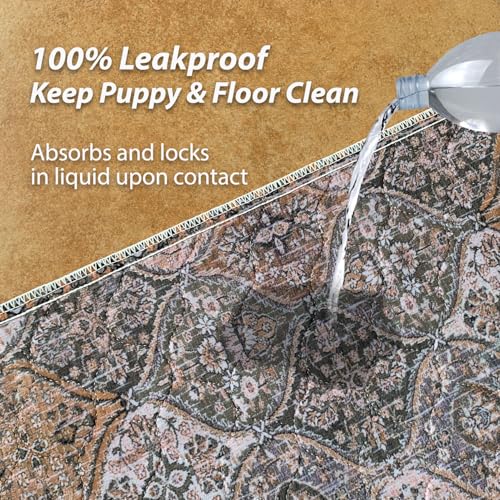 Image of nunubaby 4PACK Washable Pee Pads for Dogs, Stylish, Non-Slip and Leak-Proof Pee Pads. Reusable Potty Pads for Dogs for Crates and Floors.(Brown /Multi,24 inch x48 inch )
