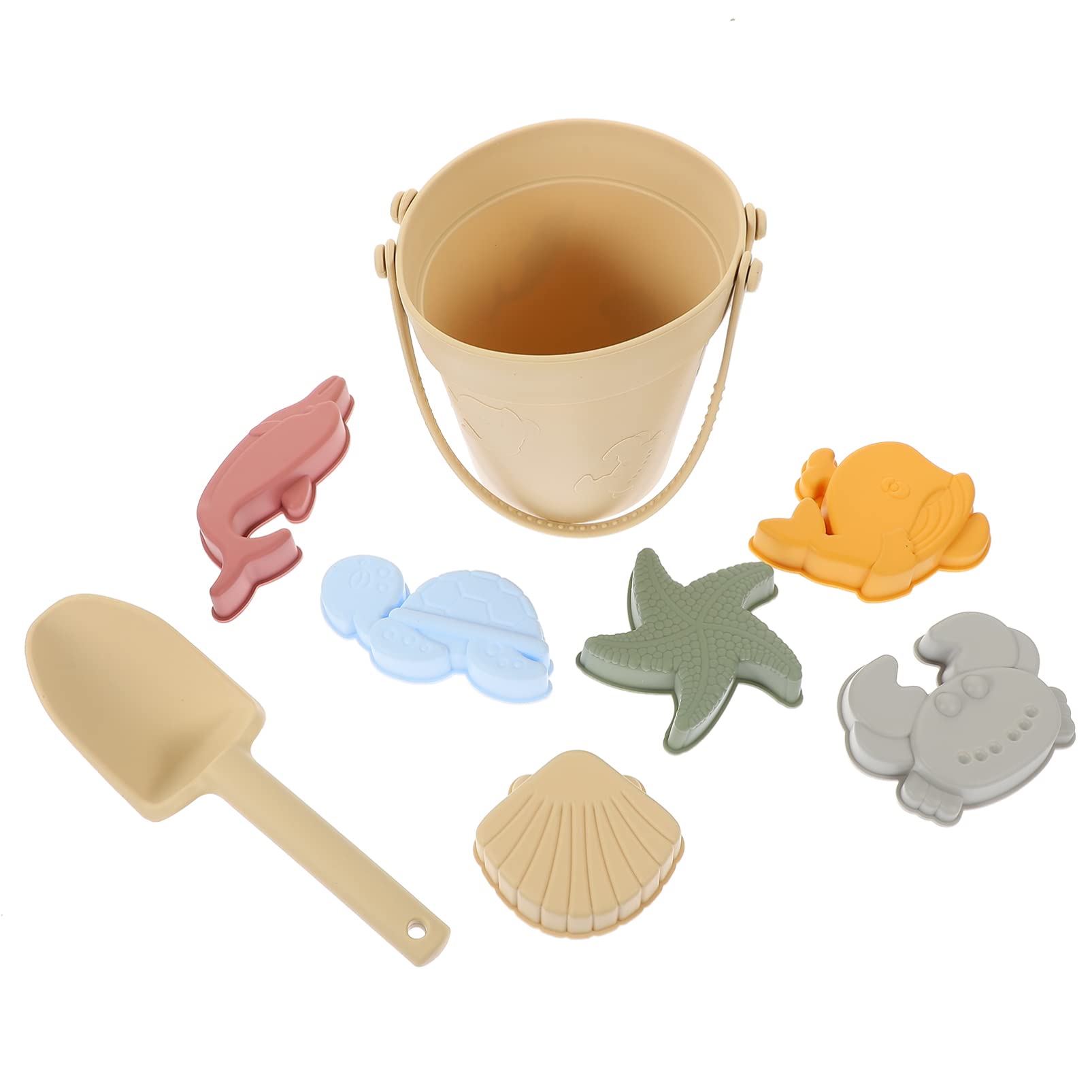 Generic 1 Set of Silicone Beach Sand Toys Ocean Sand Bucket Beach Sandbox Sand Shovel Toys Summer Kids Pool Summer Beach Toys ( Beige )