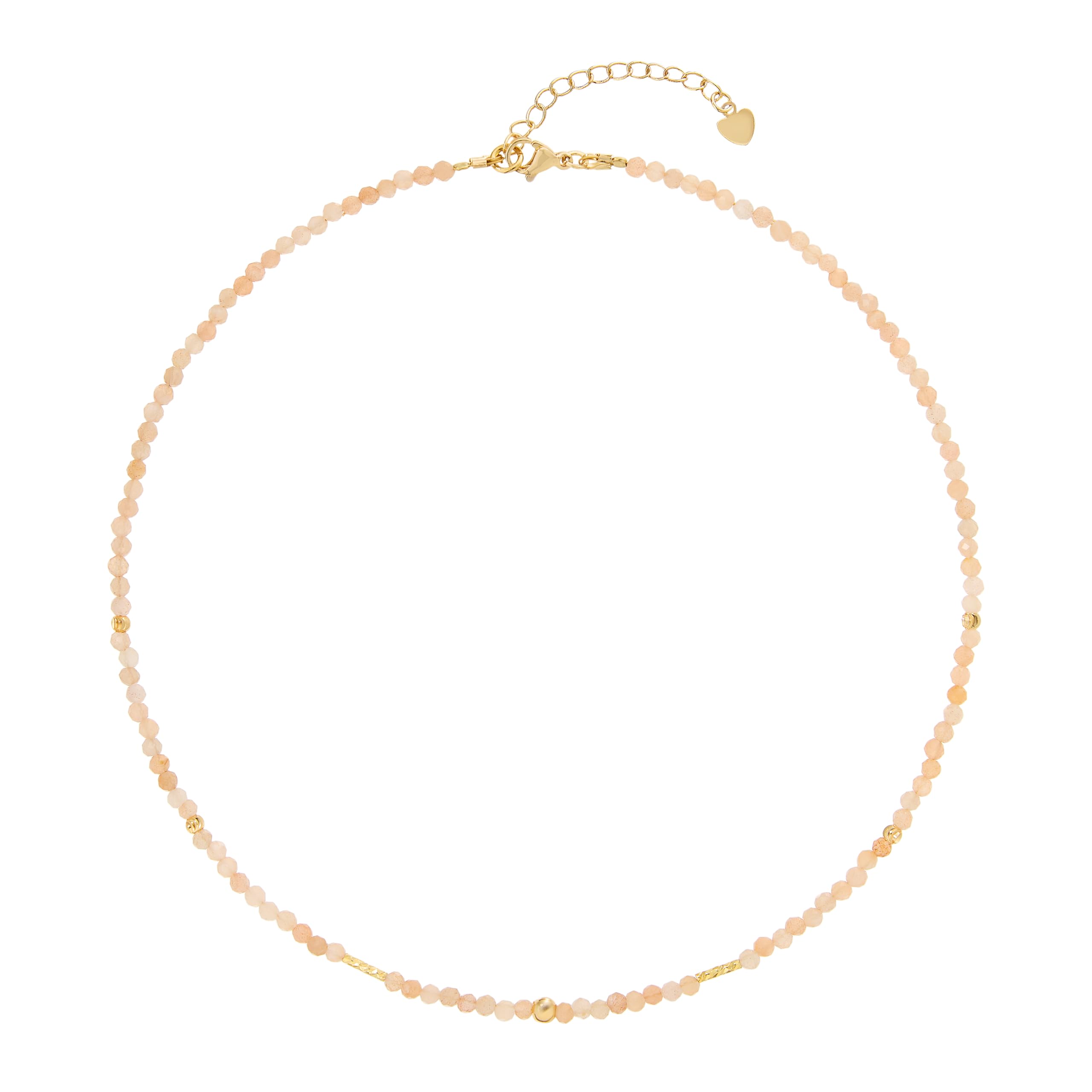 Halskette aus natürlichem Sonnenstein 3-mm Edelsteine 14K vergoldet