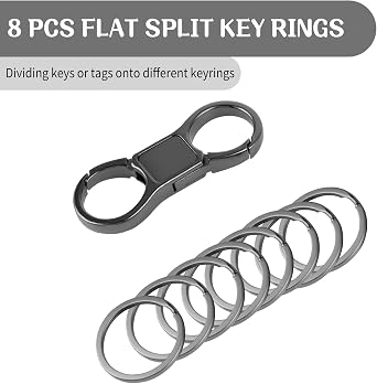 Mabor Keychain Quick Release Key Ring Key Fob Clip with 8 Detachable Keyrings for Men Women Zinc Alloy Keyrings for Car Keys Heavy Duty Car Keychain Organizer