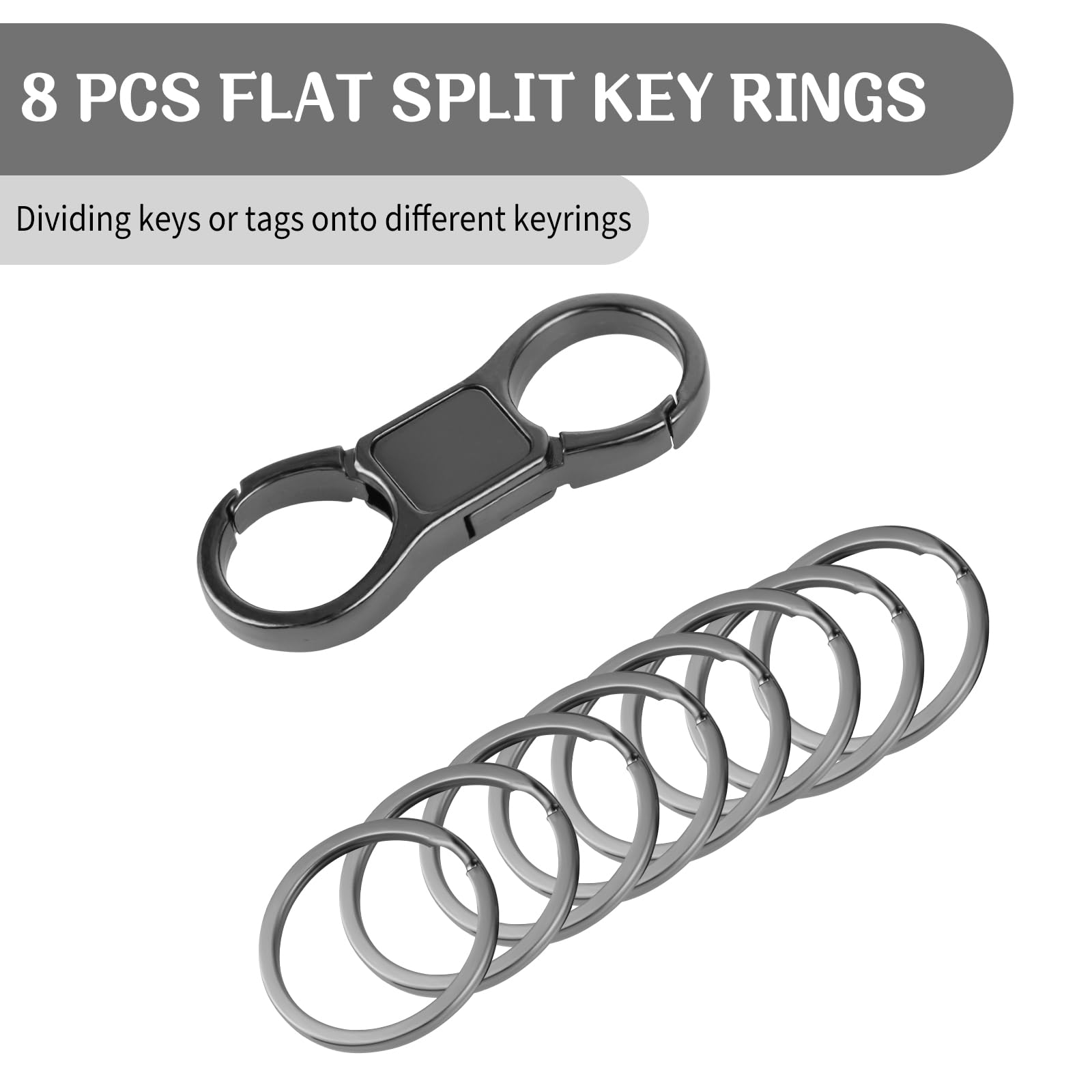 Mabor Keychain Quick Release Key Ring Key Fob Clip with 8 Detachable Keyrings for Men Women Zinc Alloy Keyrings for Car Keys Heavy Duty Car Keychain Organizer