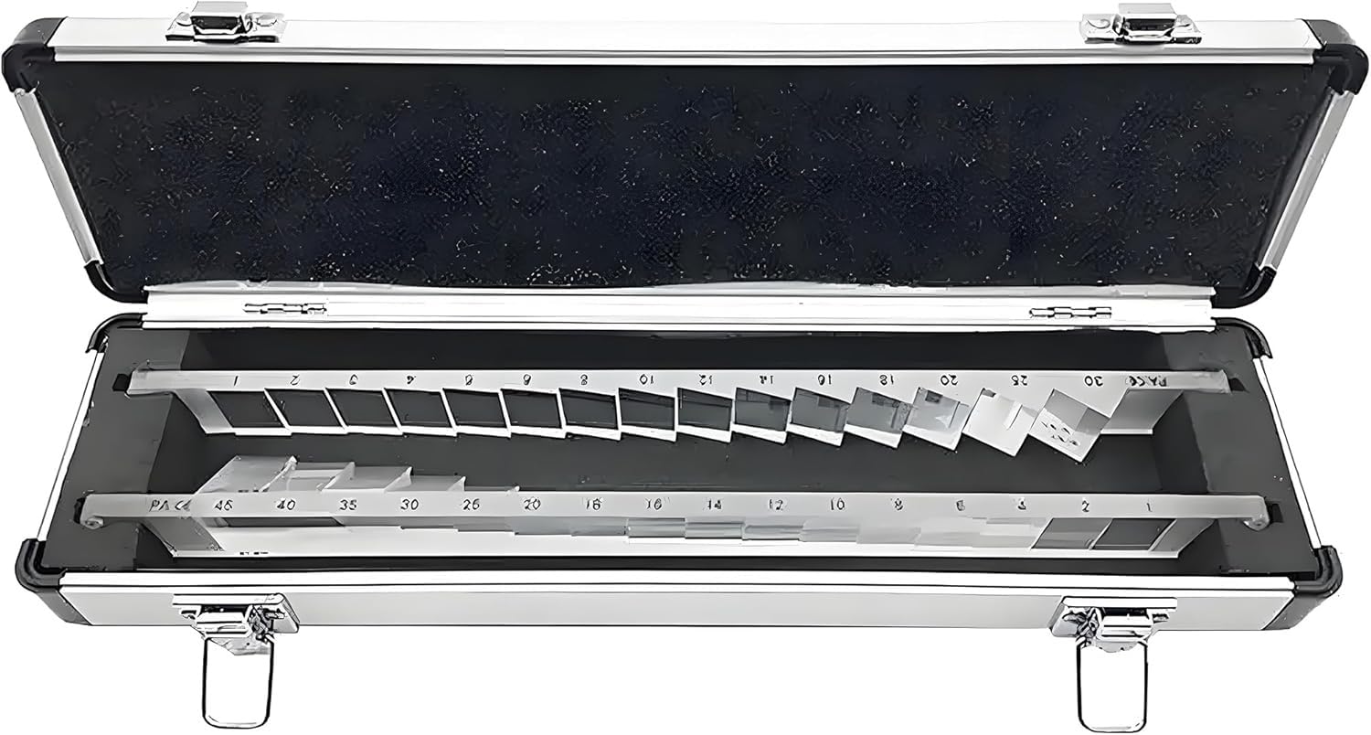 SENJINGHUA Optical Ophthalmic Prism Set, Ophthalmic Optical Prism Bar Set Horizontal (16) & Vertical (15) Eye Prism Bars/w Aluminum case, Easy to Carry, for Hospital, Optometry. ﻿
