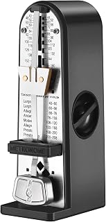 RIVVTA Mechanical Metronome, Metronome for Piano, Guitar, Bass, Violin, Drums & Other Instruments, Loud Sound and High Precision Track Beat for Beginners,Black