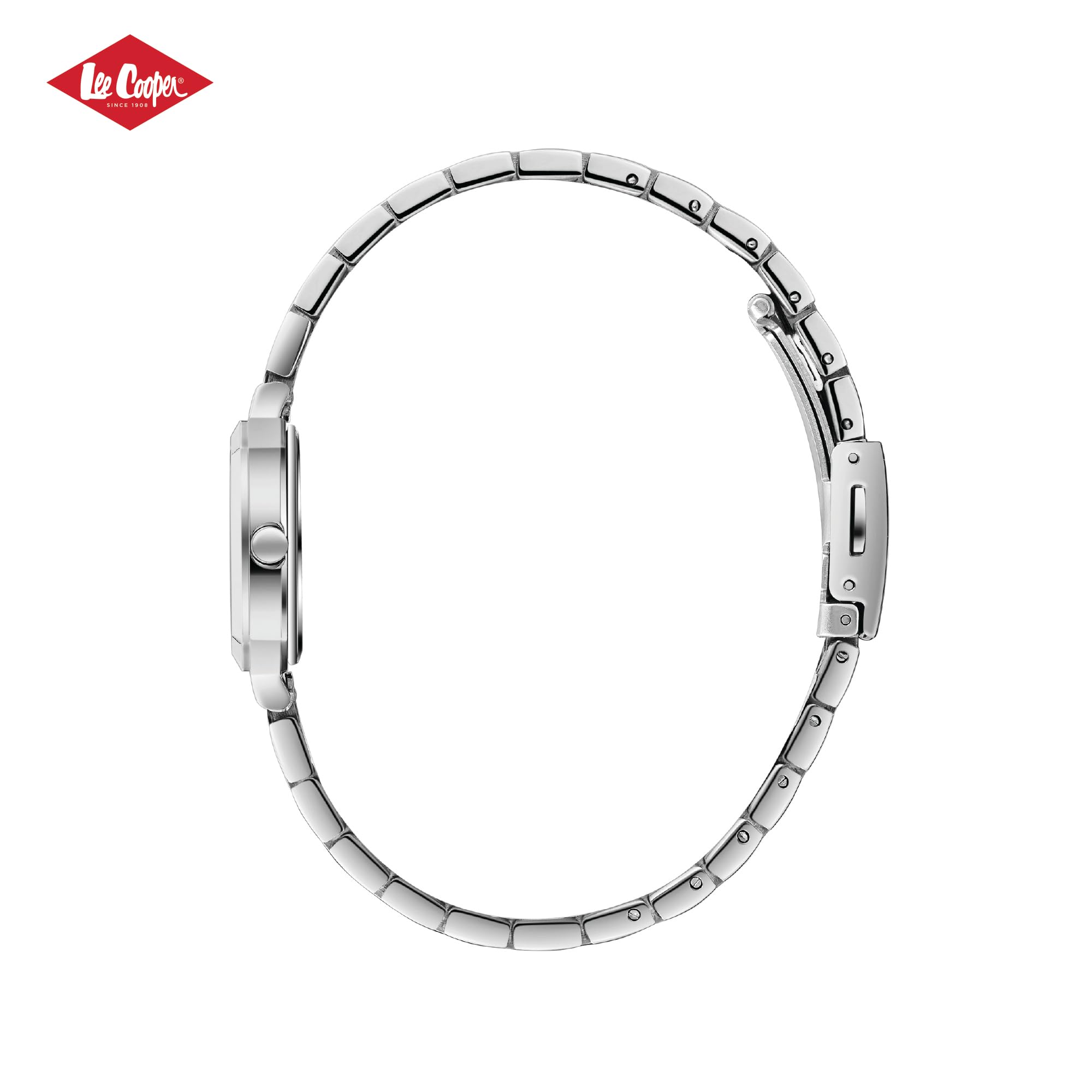 Lee Cooper Damenuhr - Elegante zweifarbige Rotgold Rechteckige Armbanduhr für Damen mit Perlmutt-Zifferblatt | Quarz Analog | LC08203.520