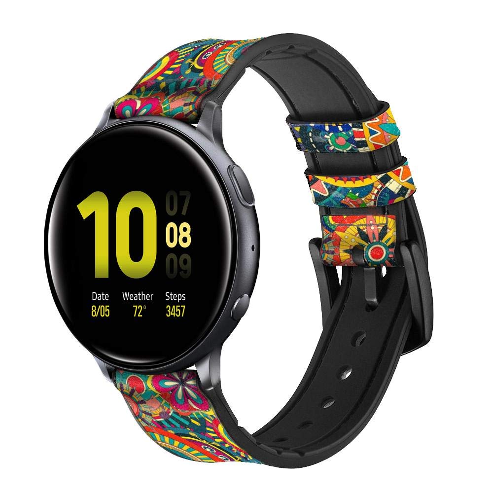 Colorful Pattern Correa de Reloj Inteligente de Cuero y Silicona para Samsung Galaxy Watch Watch3, Gear S3 Models Gear S3 Frontier Gear S3 Classic Tamaño (22mm)