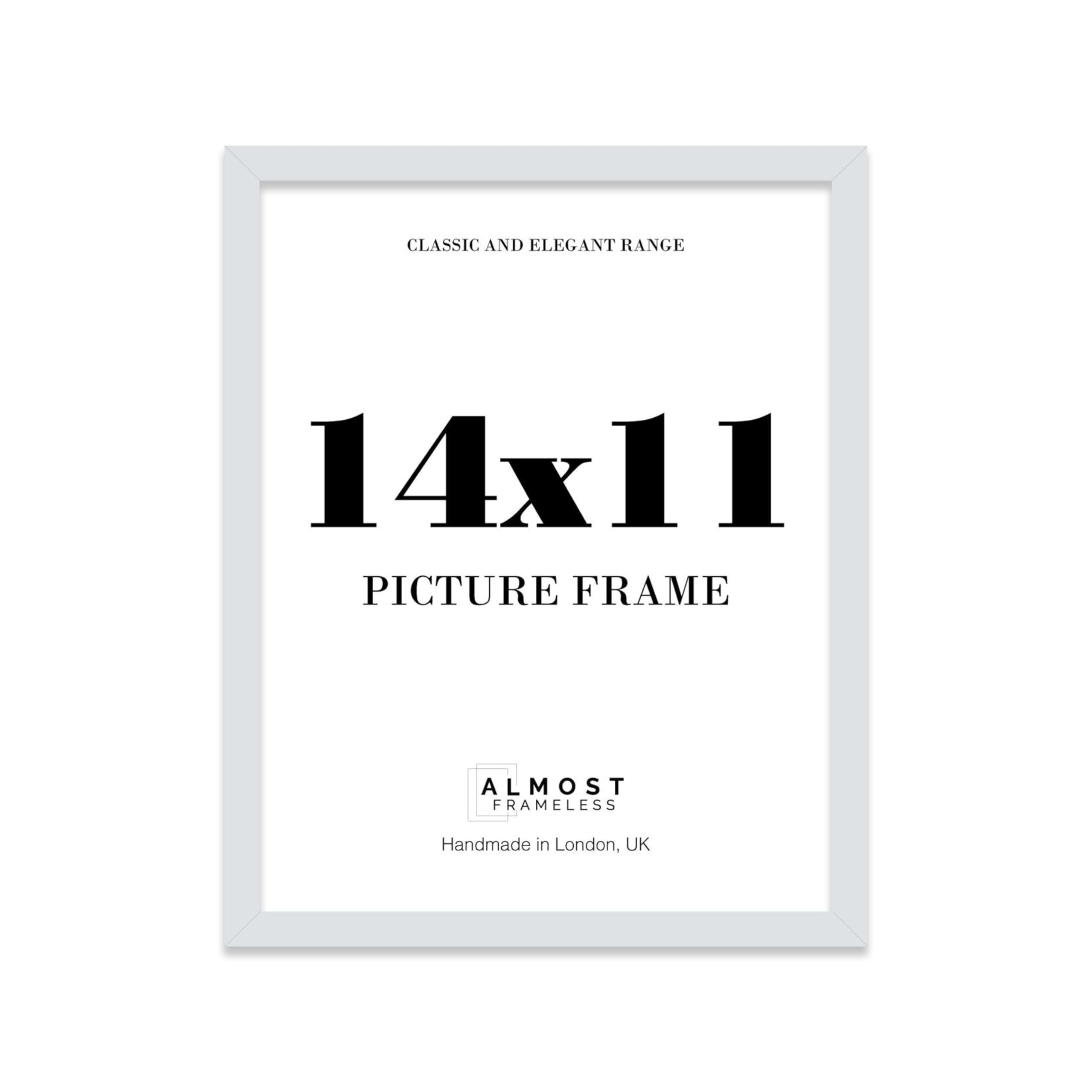 Almost Frameless 14x11 Light Grey Picture Frame 14"x11"(35.6x27.9cm) Poster, Photo, Artwork, or Print. Thin Edge Slim Frame Portrait and Landscape Display with Wall Hooks