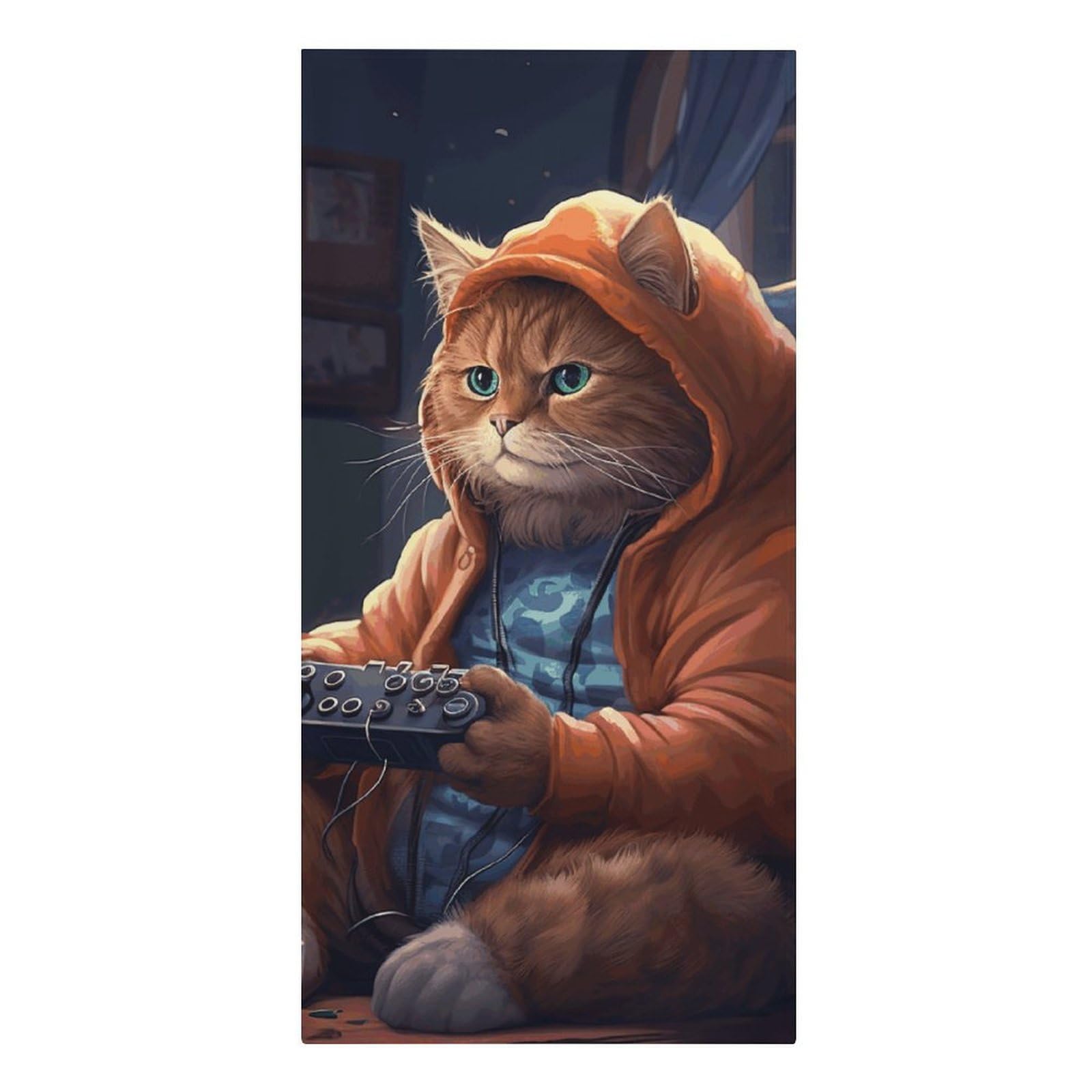 QMNLKH Fat Cat Playing Games Beach Towel for Women, Large Microfiber Pool Towel for Men, Absorbent Swim Towels for Home, Lightweight Bath Towels for Camping, Yoga, 30.3"x61.4"