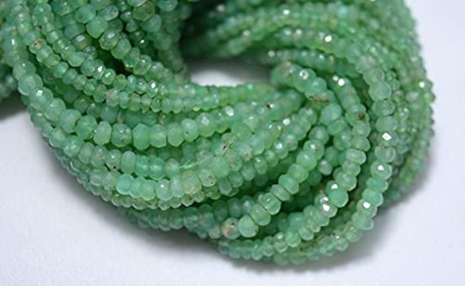 Chrysoprase micro faceted rondelle beads 4mm pierre naturelle 14 inch