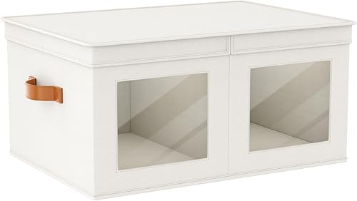 Miniatura 15 de Univivi Contenedores de Almacenamiento con Tapas [Paquete de 4] Cajas de Almacenamiento de Tela Grandes Plegables Apilables con Tapas, Organizadores