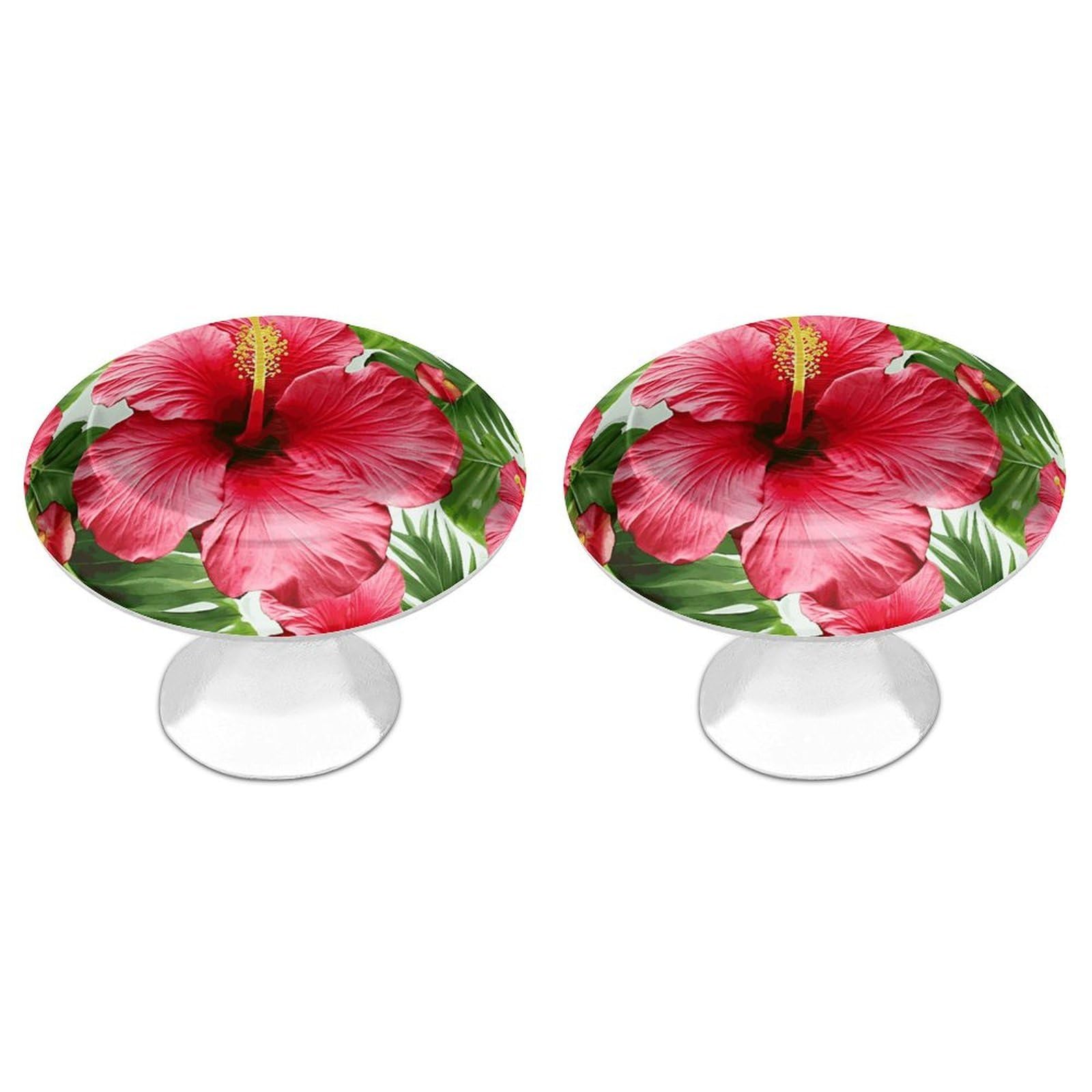 Btcowzrv Style Hibiscus Flower 2 Pack Cabinet Knobs Drawer Pulls