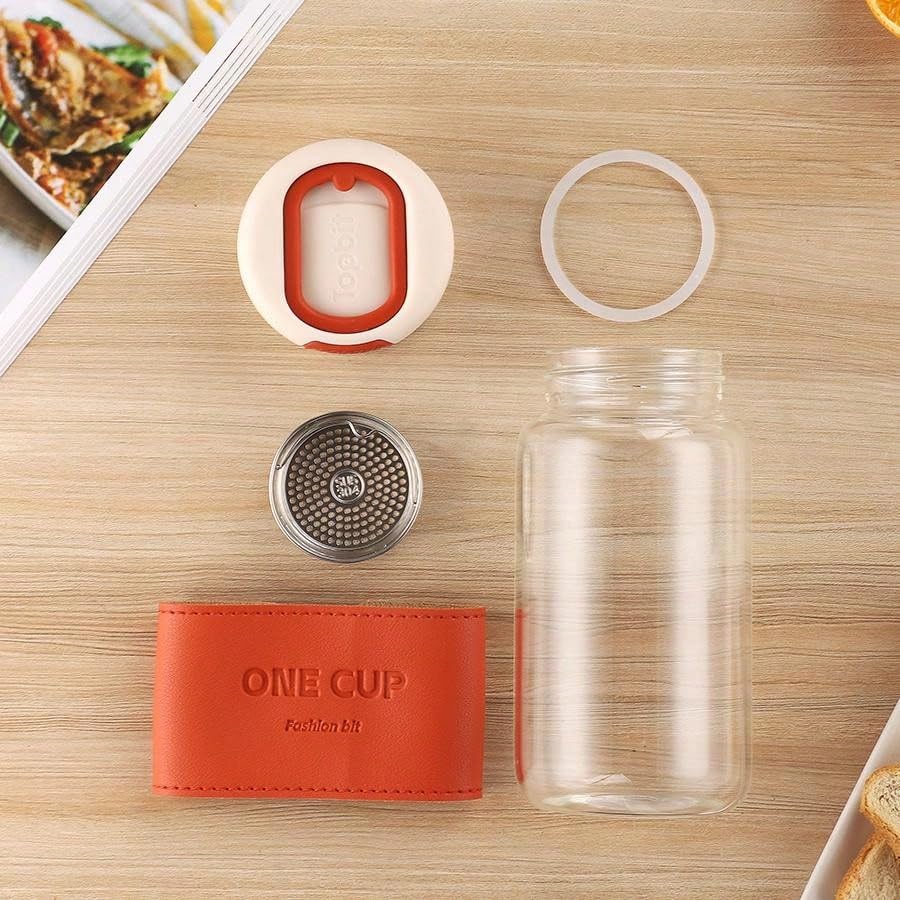 Image of 300ML Double-Wall Glass Water Bottle | Tea & Water Separation Bottle with Stainless Steel Tea Infuser | Perfect for Loose Tea, Detox Fruit Water, Travel, Camping & Gifting