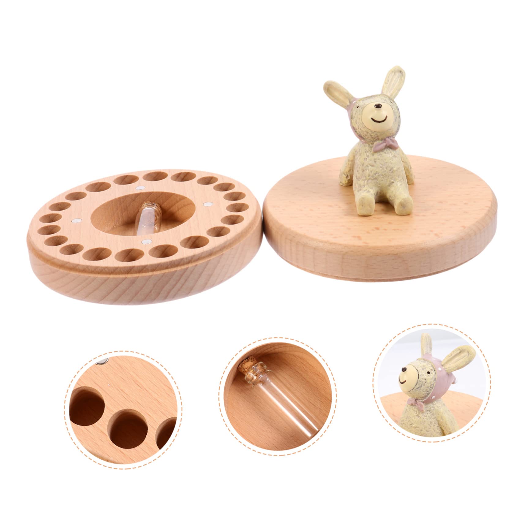 Caja de Recuerdos para Dientes de Leche de Madera, Tabla de Dientes, para Niños y Bebés, Adecuado para Casa y Año