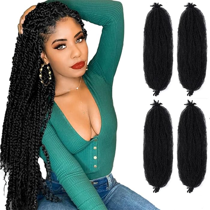 Buy 4 Packs Springy Afro Twist Hair 24 inch Natural Black Pre stretched