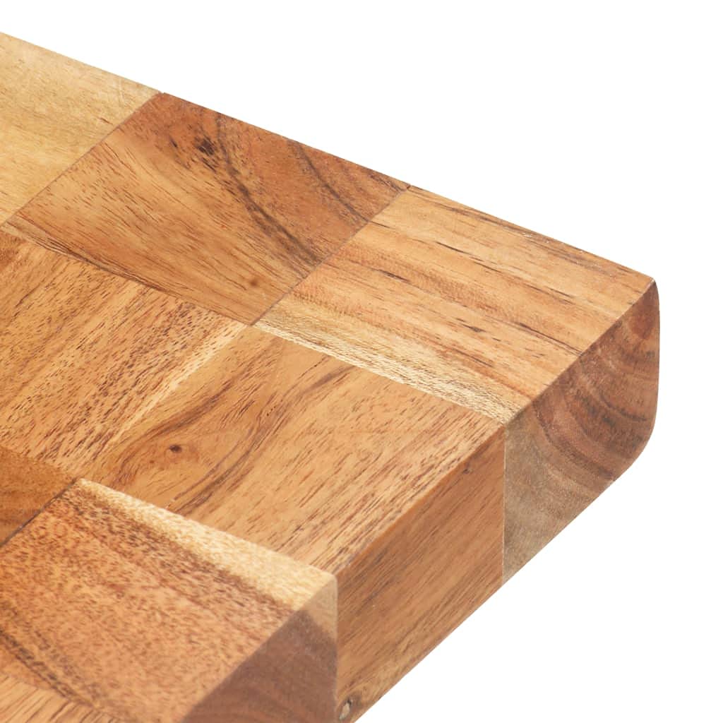 Tabla de cortar de madera maciza de acacia, 60 x 40 x 3,8 cm, con ranura para zumo, diseño de bloque, para cortar verduras, carne, pescado, cuchillo suave