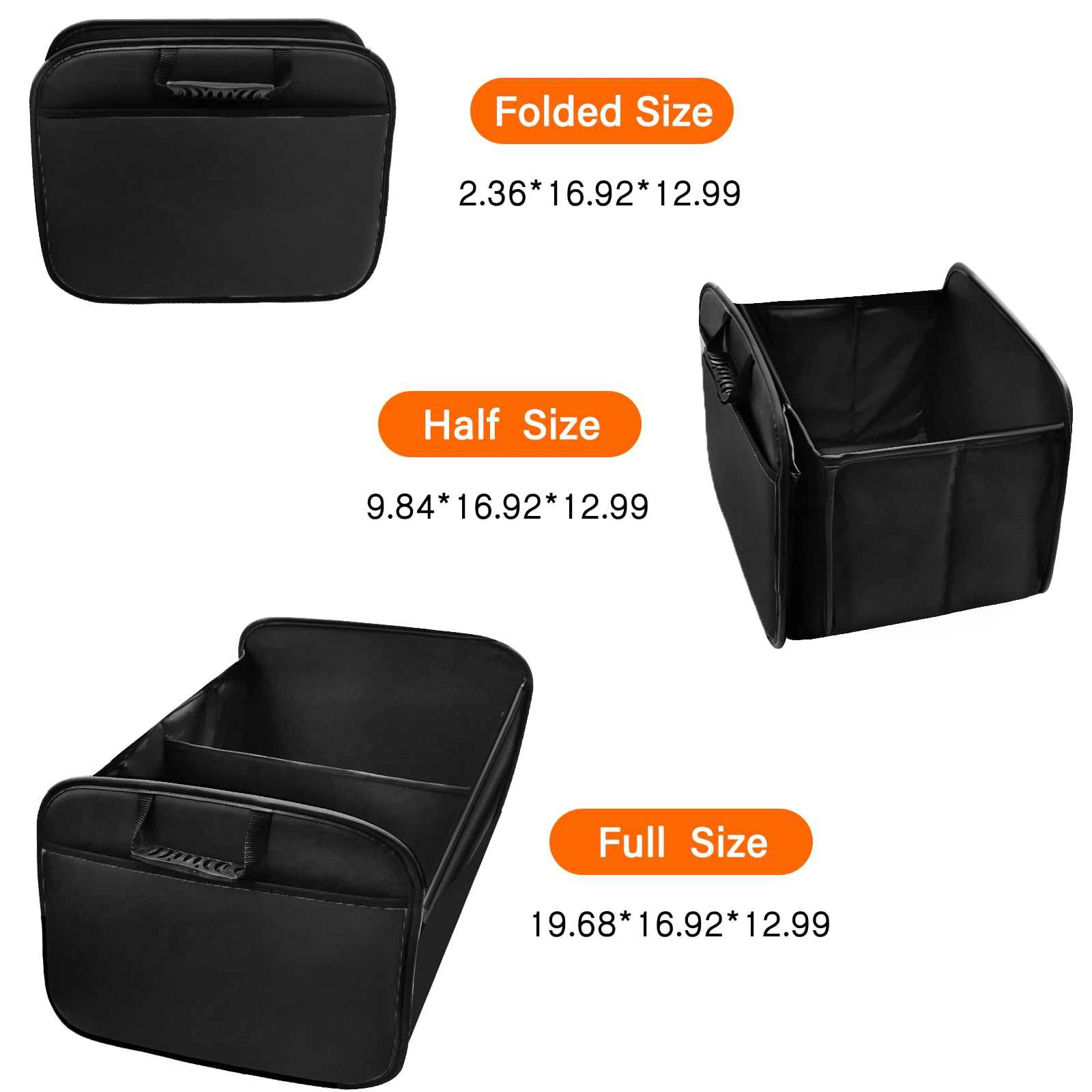 JLSDT Premium Leather Trunk Organizer For Cars & SUVs | Foldable Storage Bin With Lid, 2 Compartments | Keeps Groceries, Tools & Gear Neat - View #8