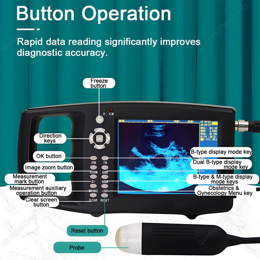 Macchina Veterinaria Multifunzione Portatile,con 3.5/6.5mhz Sonda A3