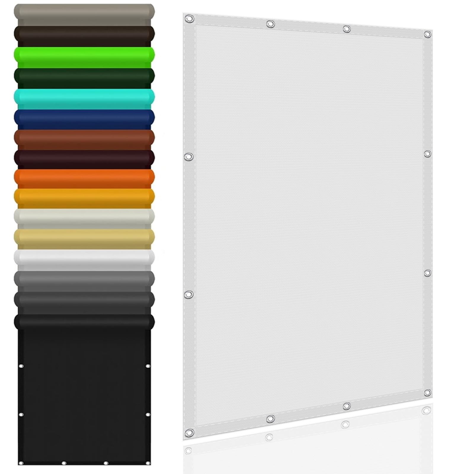 Voile d'ombrage rectangulaire 6x8m blanche anti-UV résistante pour pergola et grand patio