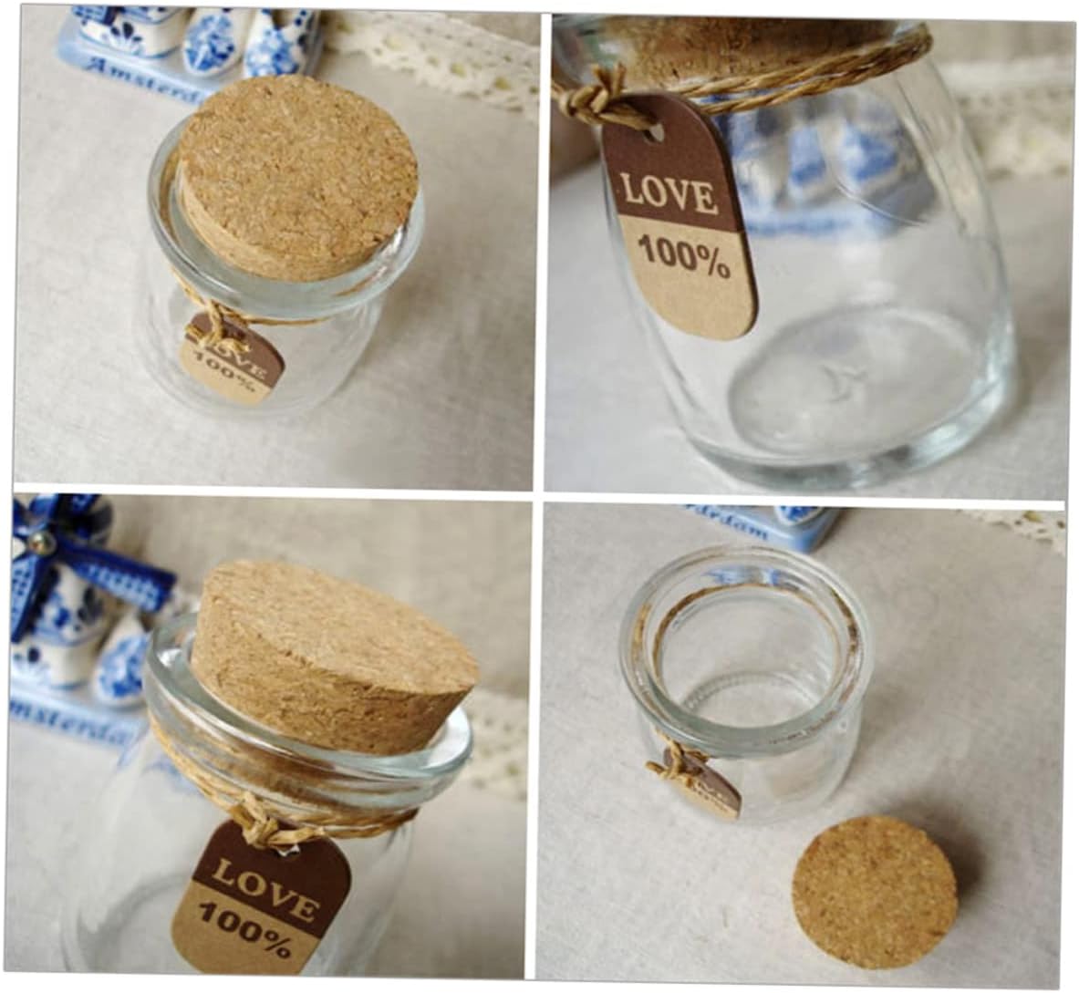 Alipis 12pcs Glass Favor Jars with Cork Lids Miniature Storage Bottles for Spices Candies and Candle Making Includes Label Tags and String for Weddings and Parties