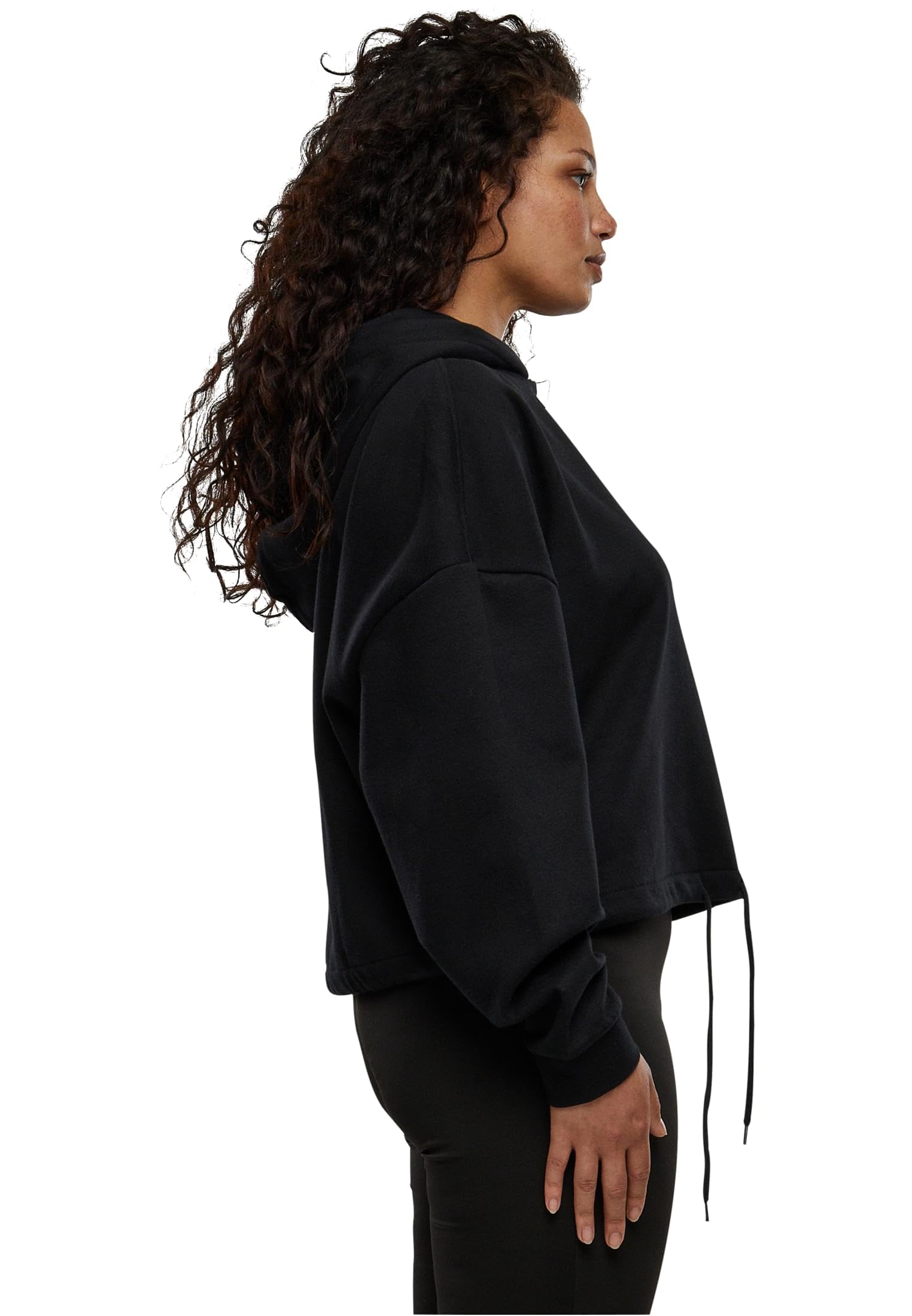 Urban Classics Ladies Cropped Oversized Mujer Sudadera con Capucha Negro Más Grande