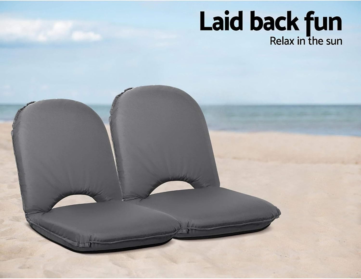 Artiss Stadium Seat Portable Waterproof Camping Floor Lounge Chair, Grey