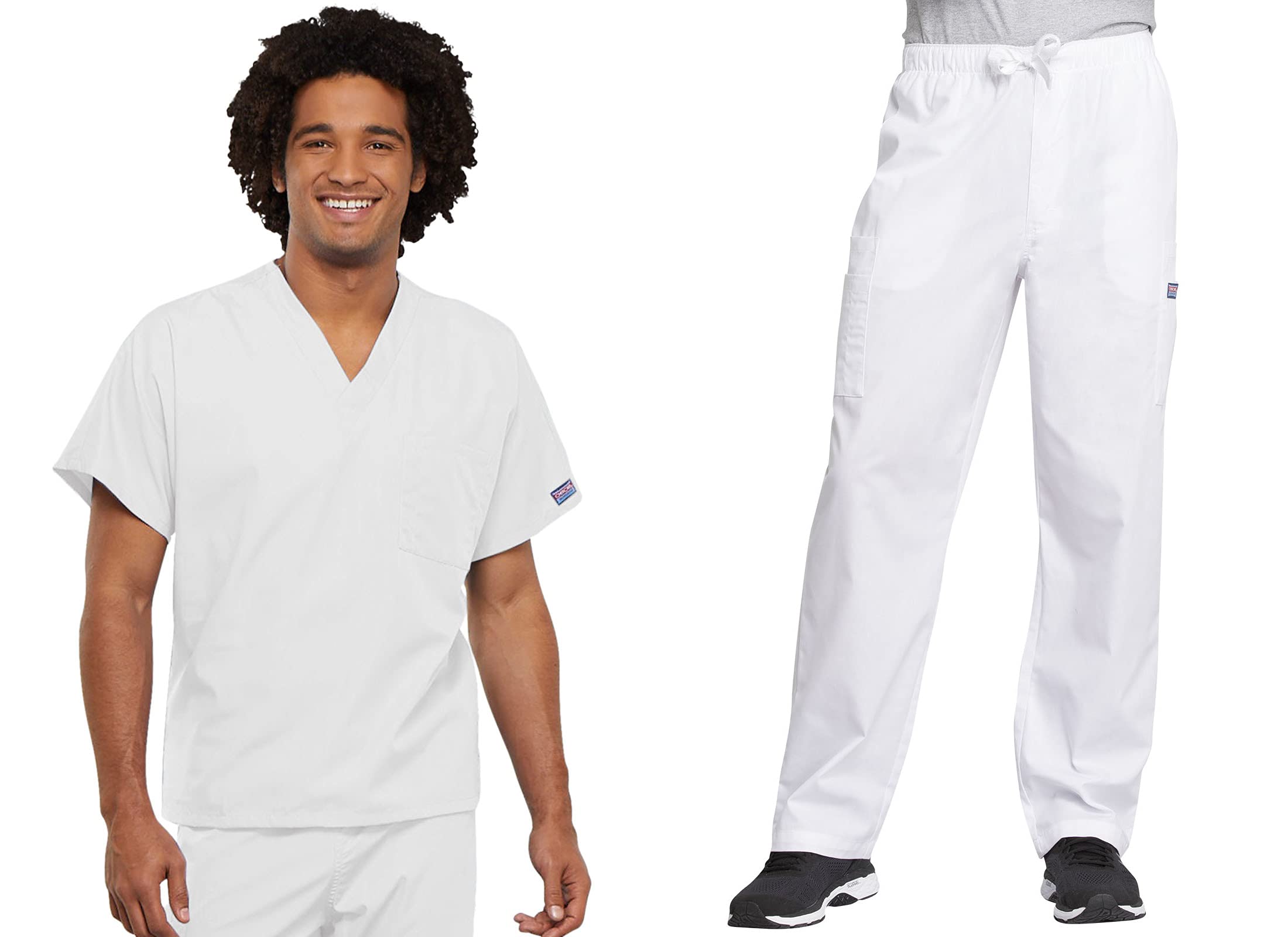 Cherokee Conjunto de ropa quirúrgica para hombres y mujeres, ajuste tradicional, cuello en V, 4777 con tiro natural, pantalón de cintura elástica 4000