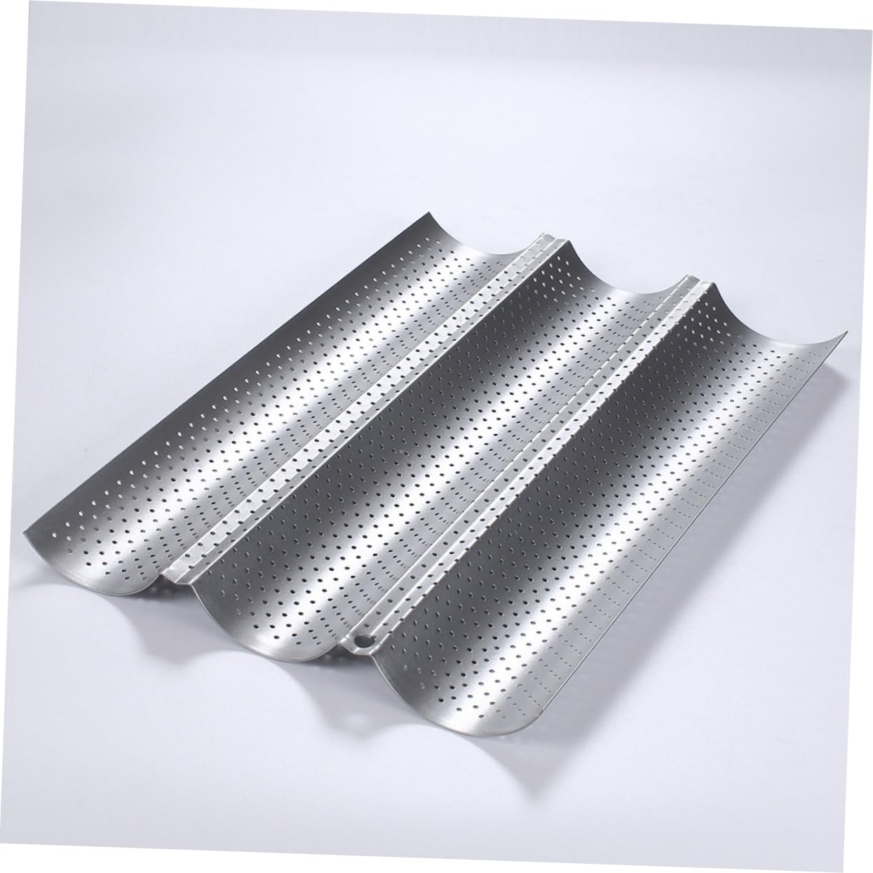 2 Moldes para Hornear Palitos de Pan Perforados de Acero Inoxidable Plateados Forma Ondulada, Antiadherentes y Fáciles de Almacenar, Ideales para Cocina en Casa