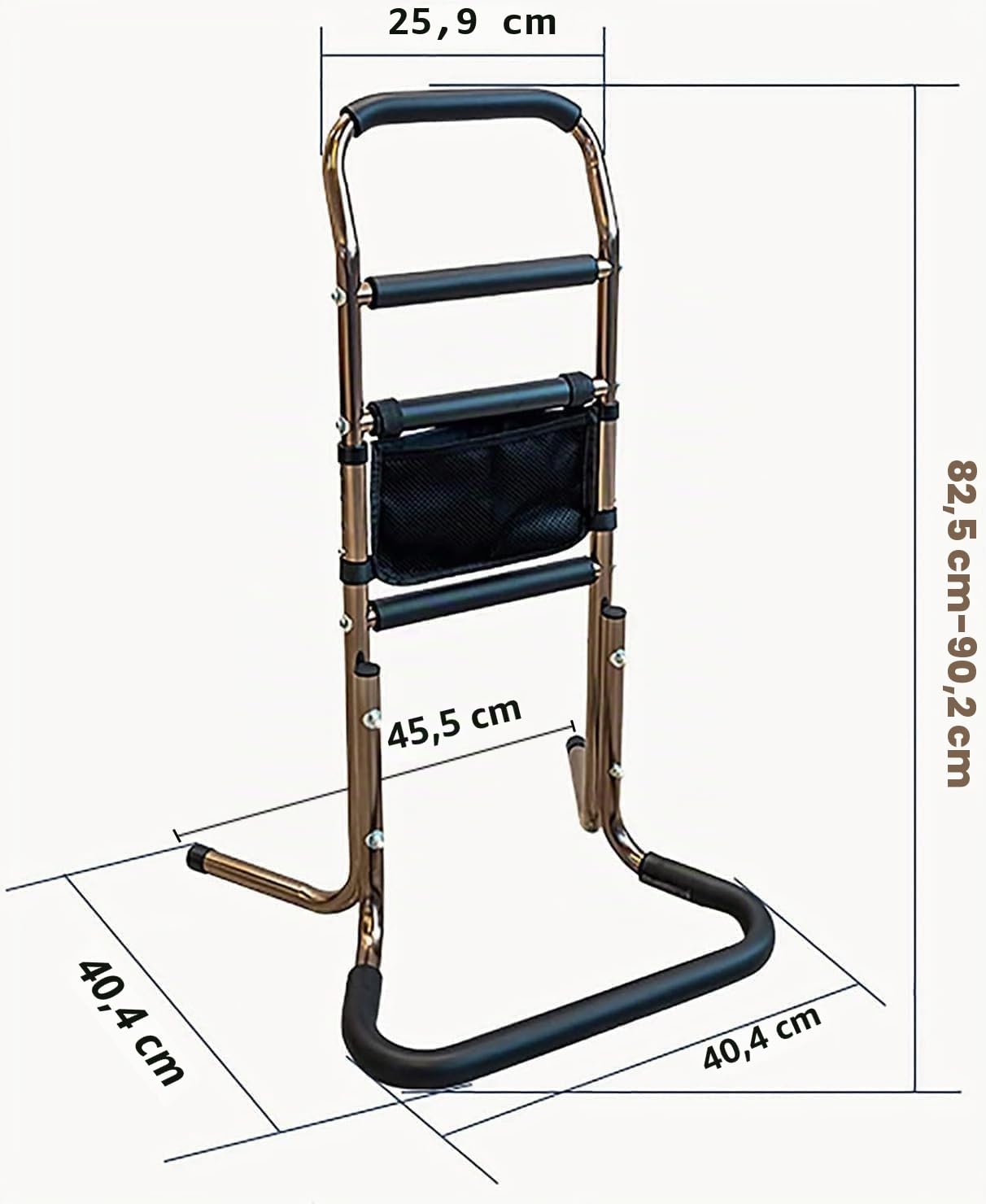Support Mobile pour se Lever et s'asseoir, avec 4 poignées, Aide au lit pour Personnes âgées, poignée réglable en Hauteur, pour Personnes âgées, Charge maximale : 136 kg