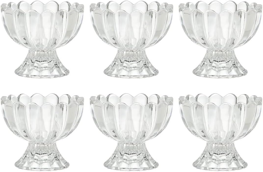PRETYZOOM 6pcs Glass Dessert Cups Lids Ice Cream Pudding Snack Cups for Boys and Girls Adults Party Supplies