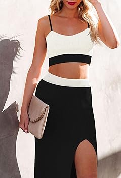 Amazon.com: Cutiefox 2 Piece Dress for Women Knit Crop Top Bodycon