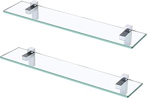 KES Bathroom Glass Floating Shelves 23.6 inch Set of 2 for Wall