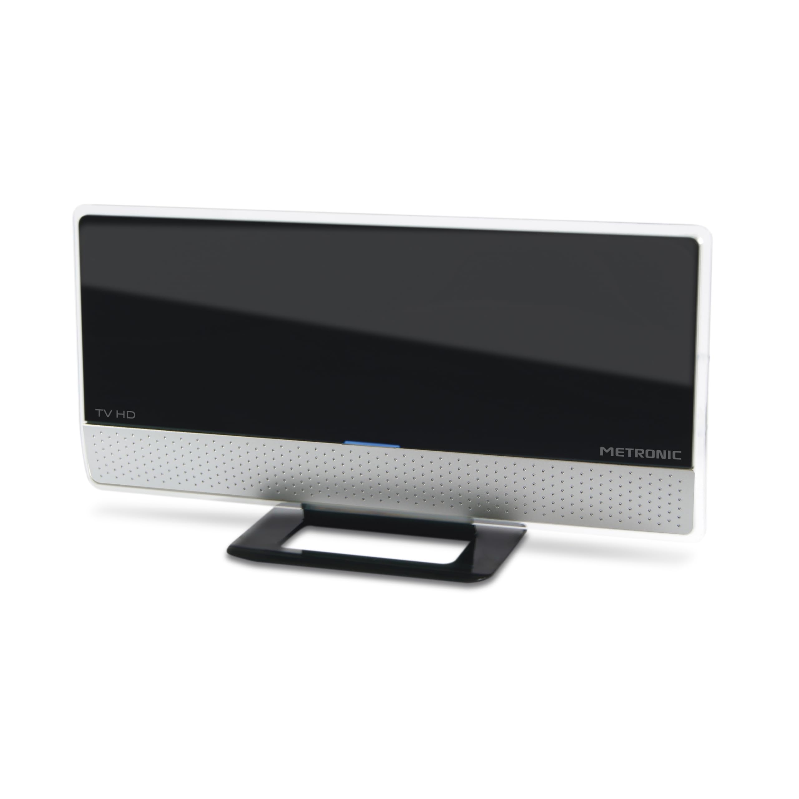 METRONIC 416807 Antenne TV Intérieur Puissante Amplifiée et Extra Plate Compatible 4K UHD - Réception TNT Haute Définition - Noir