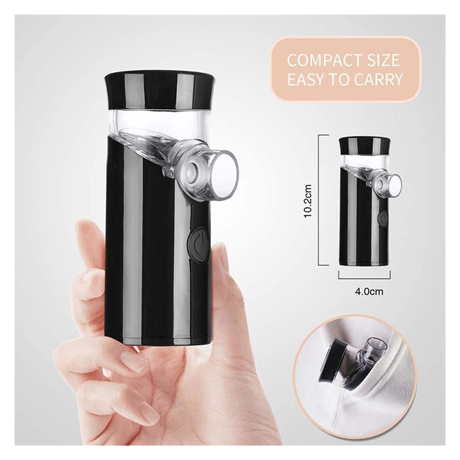 Rails Macchina per umidificatore di umidificatore Automatico del Vapore Ricaricabile Portatile Mini inalatori Ricaricabile per Adulti e Bambini di Viaggio e Uso Domestico (Nero)