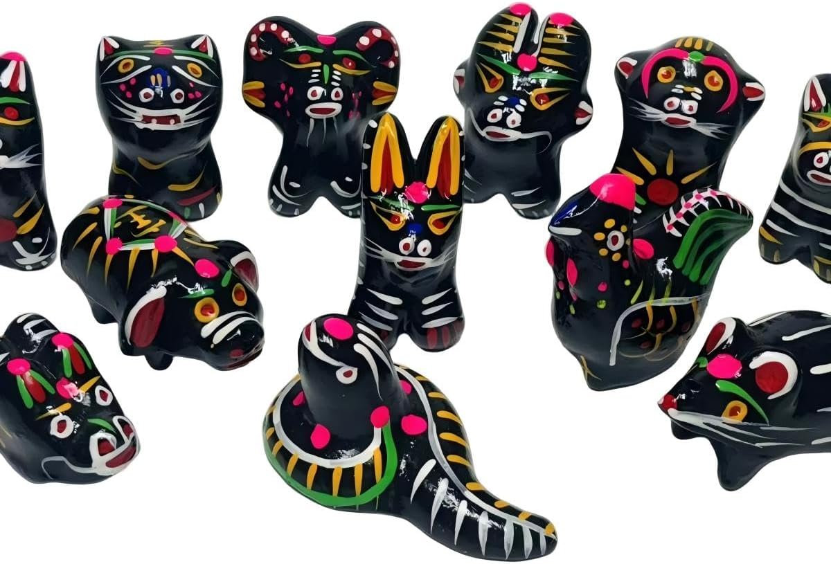Lucky Koi Huaiyang Ni-Ni-Gou Chinese Zodiac Figurine, Handmade Clay Statue, Traditional Folk Art Collectible, Zen Home Office Decor(3.1"-3.9") (Goat - Ancient Totem Edition)
