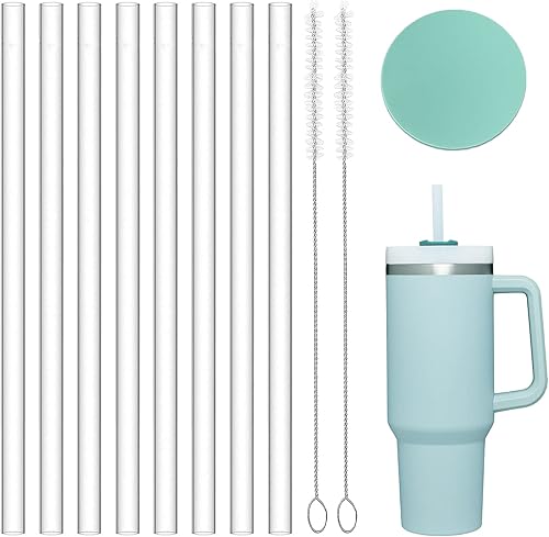 8 popotes de silicona compatibles con vasos Stanley de 40 onzas, popotes de repuesto suaves para popote Stanley Cup, popotes de 12 pulgadas