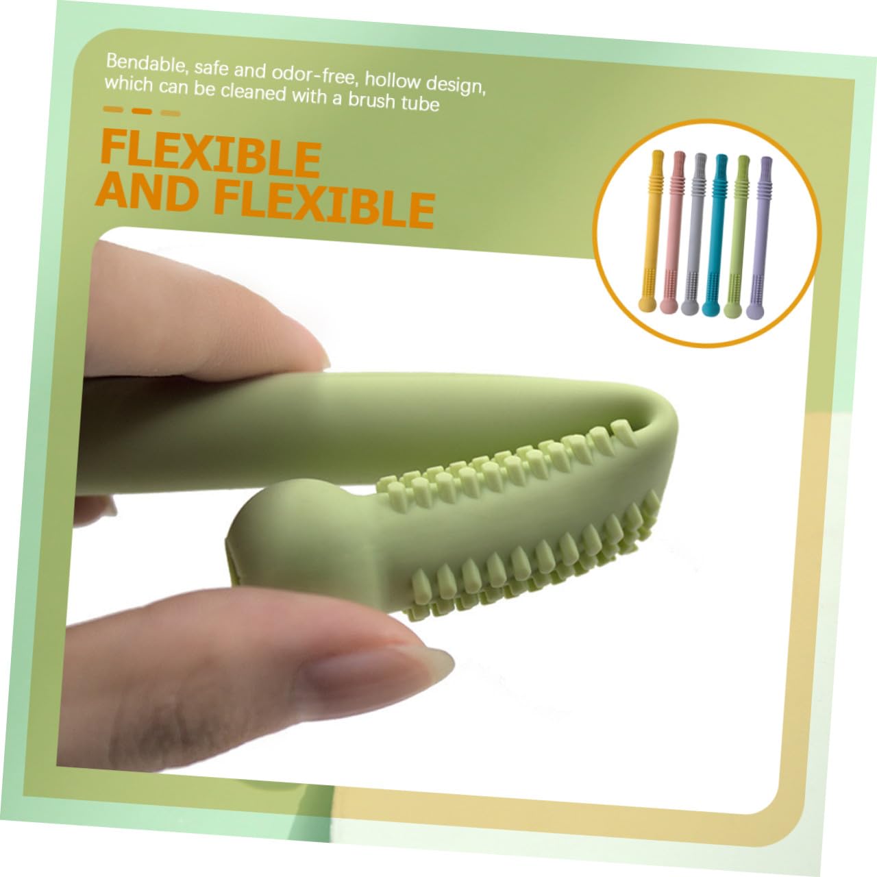Abaodam Masticatore per Dentizione Ragazzo Ragazza 6 Pezzi in Silicone | Tubi da Dentizione, Sollievo per Gengive, Regalo per Shower e Compleanno
