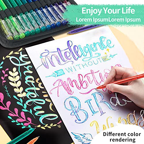 Zscm Metallic Sparkle Glitter Gel Pens,48 Pack Coloring Pen Art Markers With Case, 24 Sparkle Pen With 24 Glitter Refills For Kids Adult Coloring Book Drawing Crafts Scrapbooks Bullet Journaling #TOP5